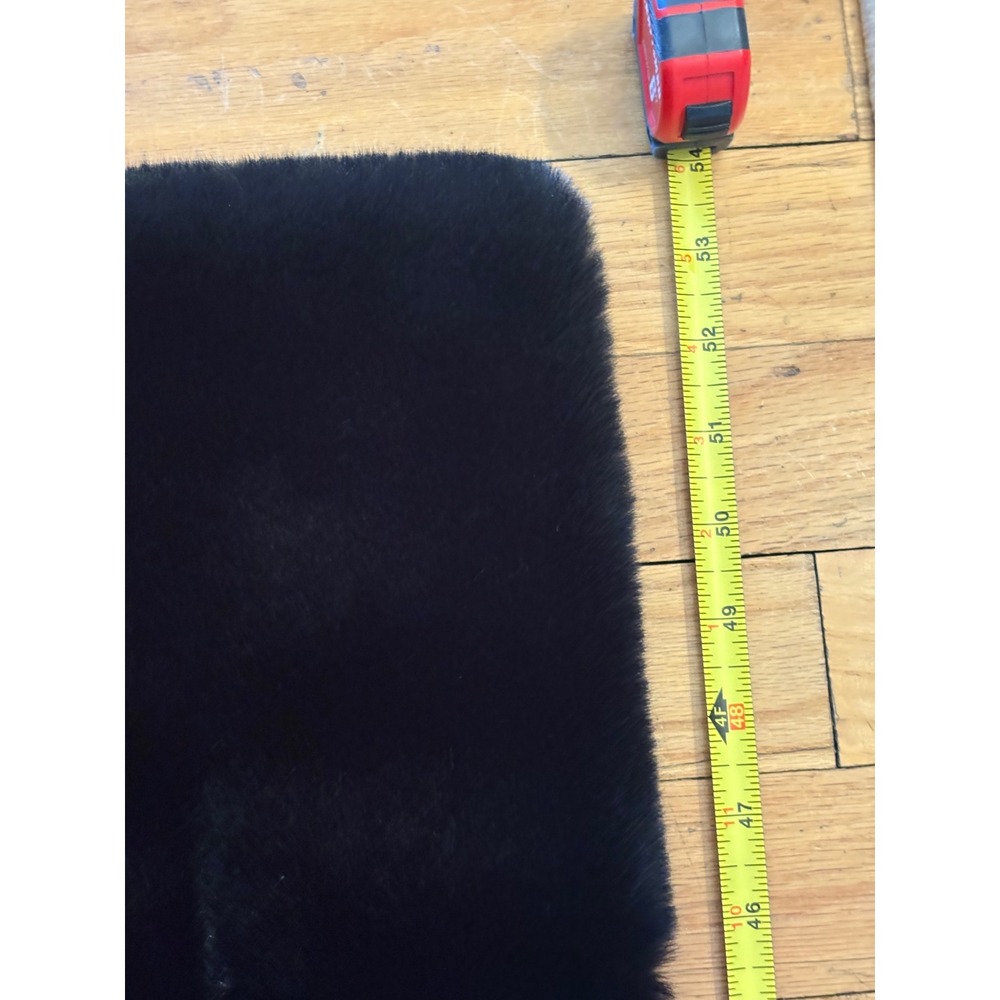 Black Faux Fur Stole Scarf with Leopard‎ Print Lining Pull Through Wrap - Picture 5 of 7